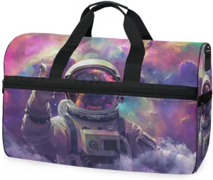 Astronaut Thumbs-up Travel Duffel Bag Luggage Sports Gym Bags With Shoes Compartment Large Capacity Lightweight Duffle Bag For Men Women
