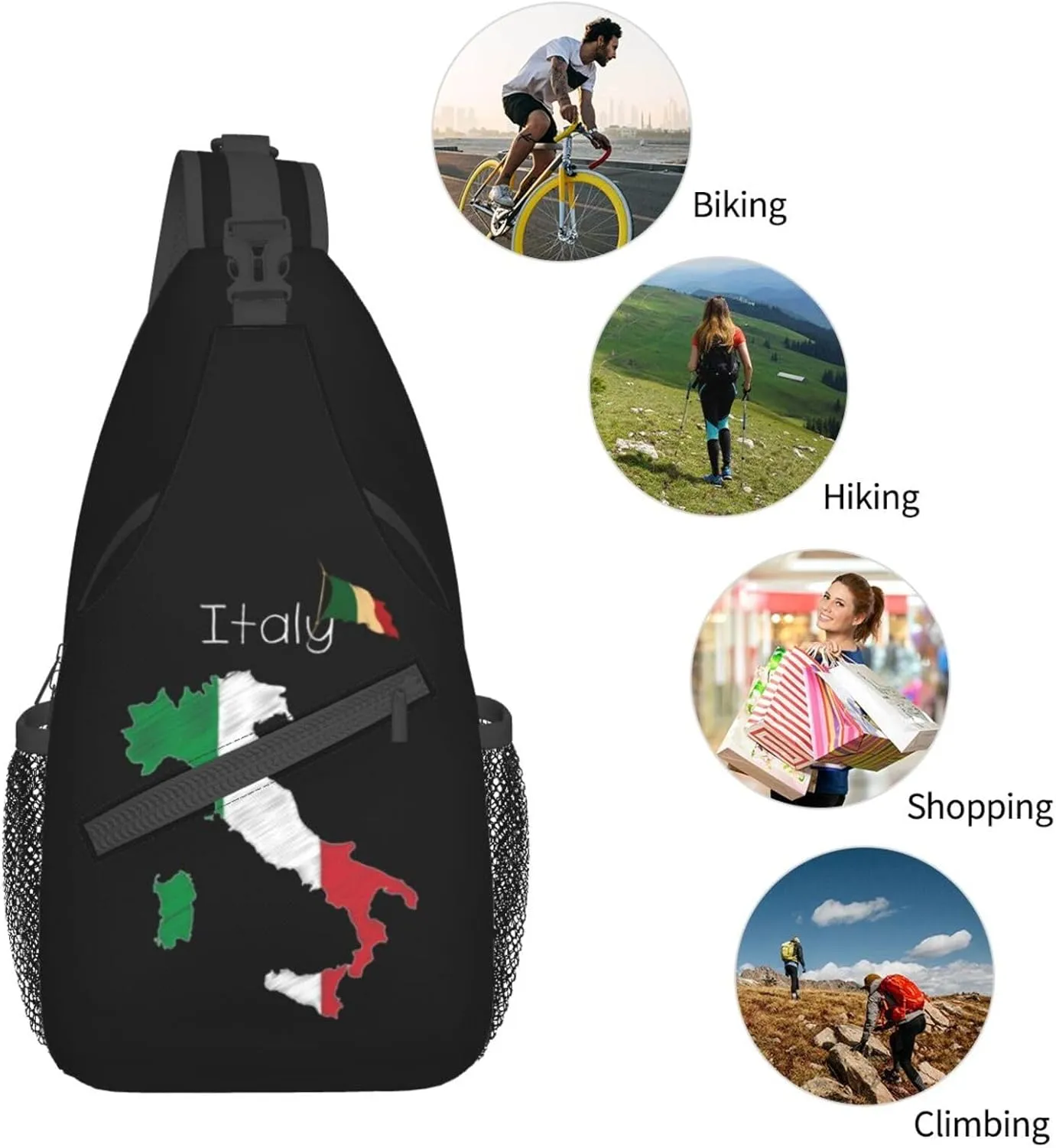 ASYG France Sling Bag France Flag Crossbody Chest Daypack Casual Backpack Shoulder Bag Hiking Bag Franch Bag