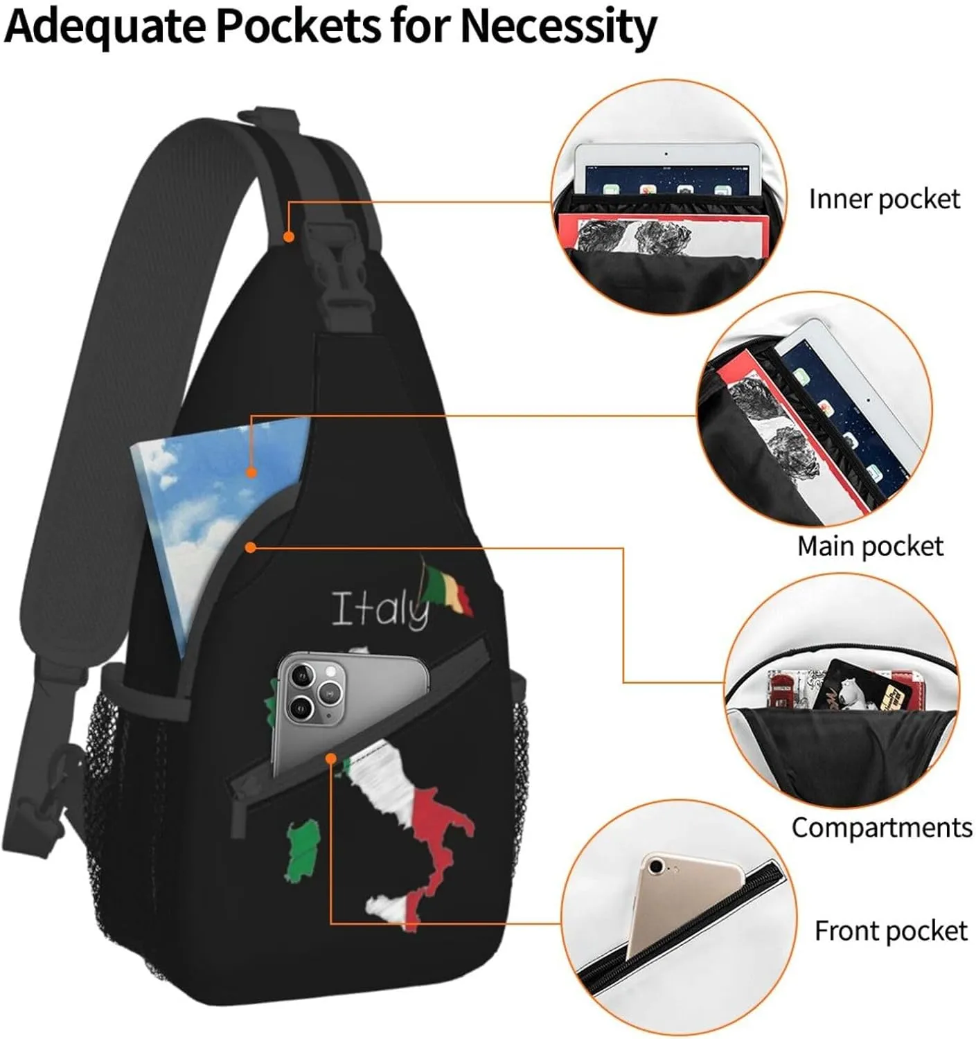 ASYG France Sling Bag France Flag Crossbody Chest Daypack Casual Backpack Shoulder Bag Hiking Bag Franch Bag