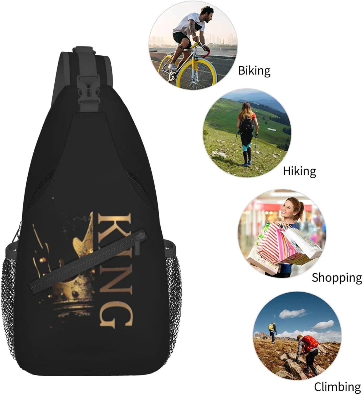 ASYG King Sling Bag Men Shoulder Bag Mens Bag Crossbody Chest Daypack Casual Backpack Bag for Men