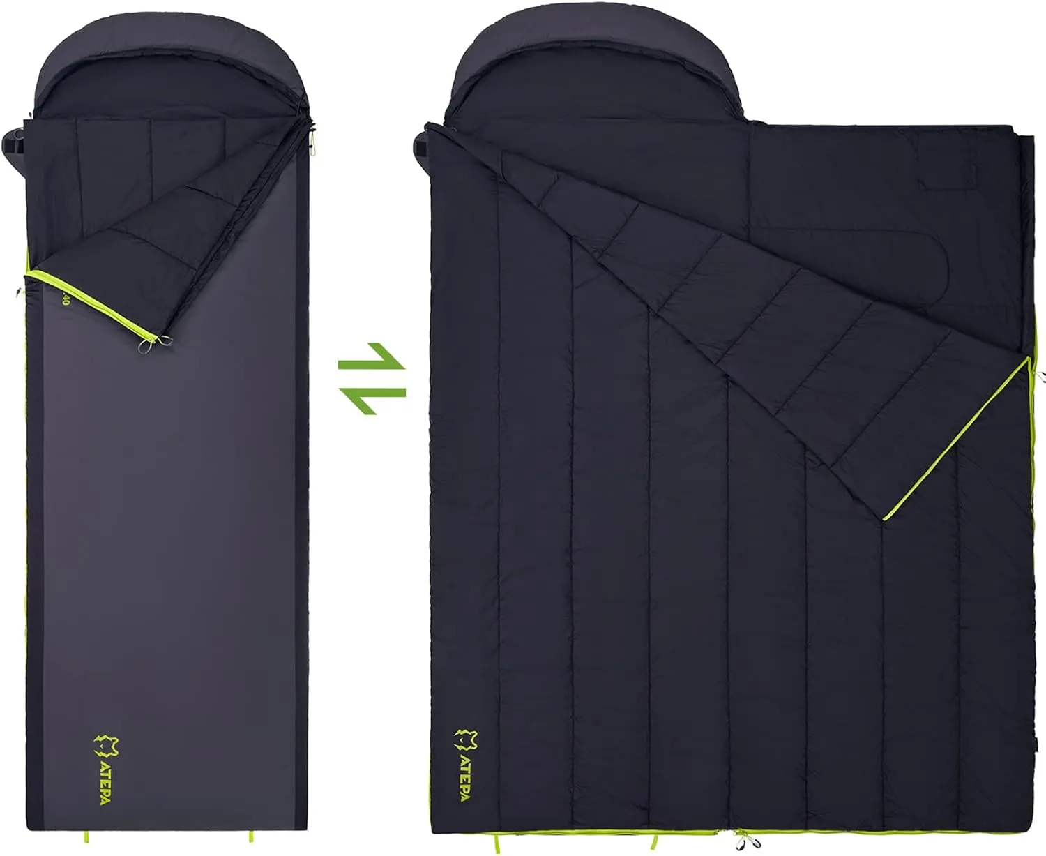 ATEPA Duck Down Sleeping Bag/Blanket for Backpacking, Ultralight Lightweight Rectangular Warm Weather Summer Compact Waterproof Portable Sleeping Bag for Adult, Youth, Hiking