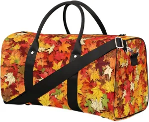 Autumn Yellow Leave Travel Duffel bag for Men Women Weekender Overnight Bag Gym Bag Carry On Luggage Bags for Yoga Workout Sports