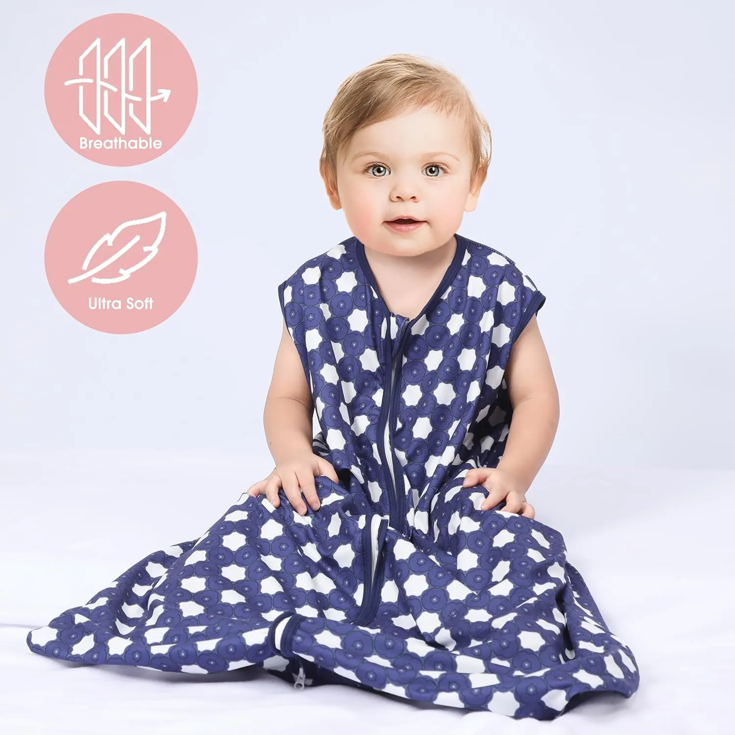 Baby Sleep Sack 0-6 Months 3 Pack Baby Wearable Blanket 100% Rayon Cotton 2-Way Zipper Toddler Sleeping Sack .Comfy Soft Lightweight TOG 0.3 (Elephant&Dinosaur&Hexagon,)