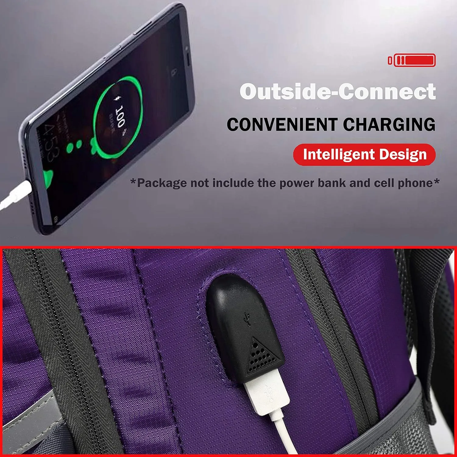 Backpack Bookbag for College Laptop Travel,Fit Laptop Up to 15.6 inch Multi Compartment with USB Charging Port Anti theft, Gift for Men Women (Purple)