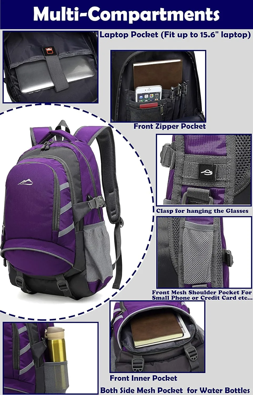 Backpack for Laptop Large Travel College Bookbag Gift Business with USB Port