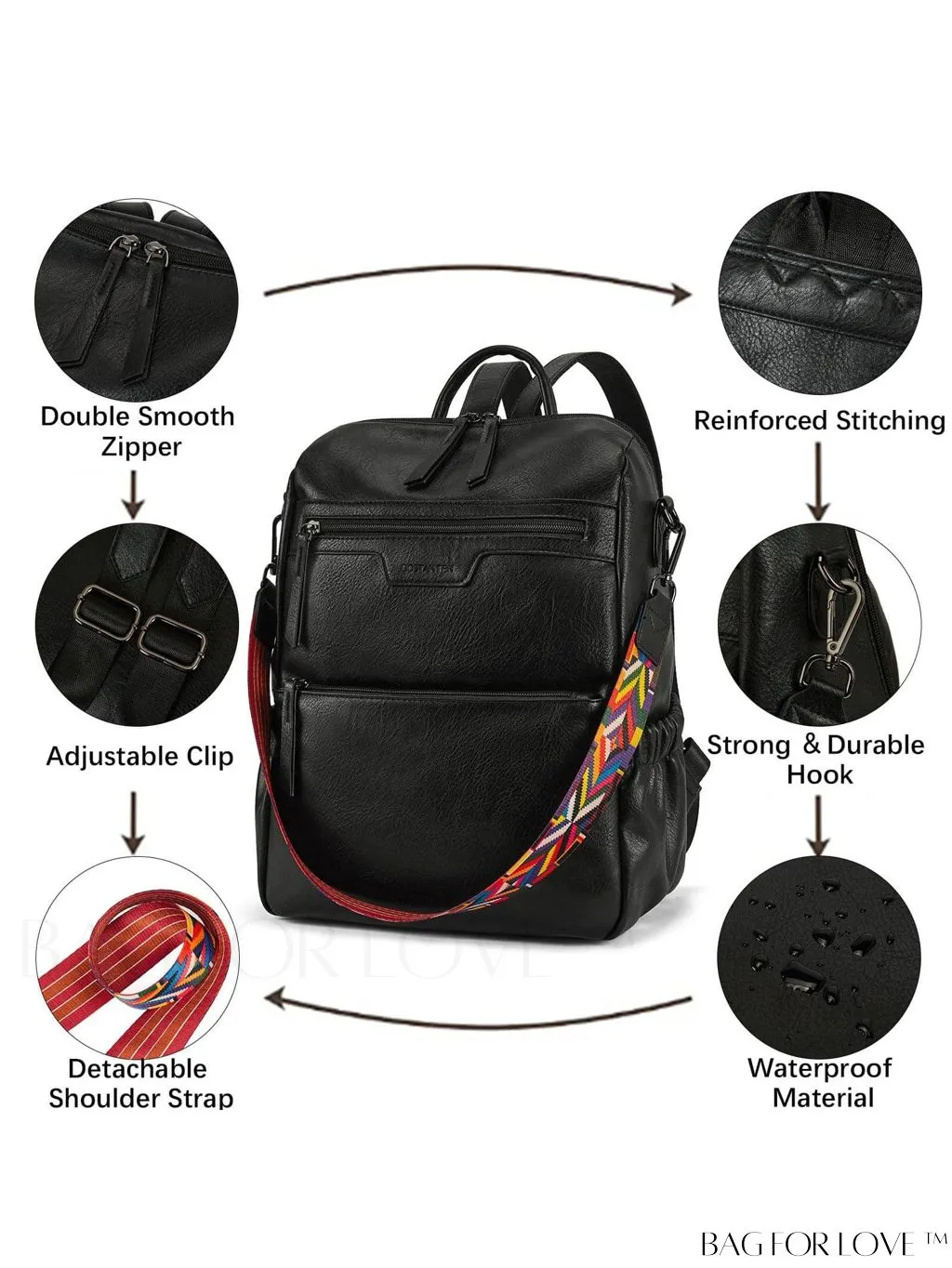 BagForLove - BOSTANTEN Fashion Designer Leather Backpack Purse - Versatile Travel Shoulder Bag for Women