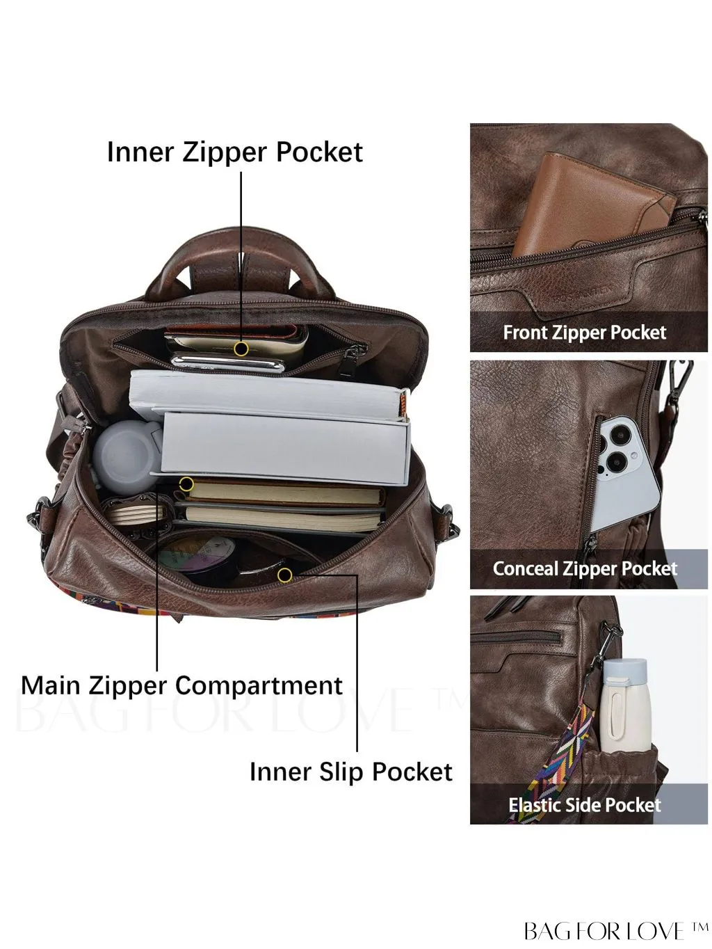 BagForLove - BOSTANTEN Fashion Designer Leather Backpack Purse - Versatile Travel Shoulder Bag for Women