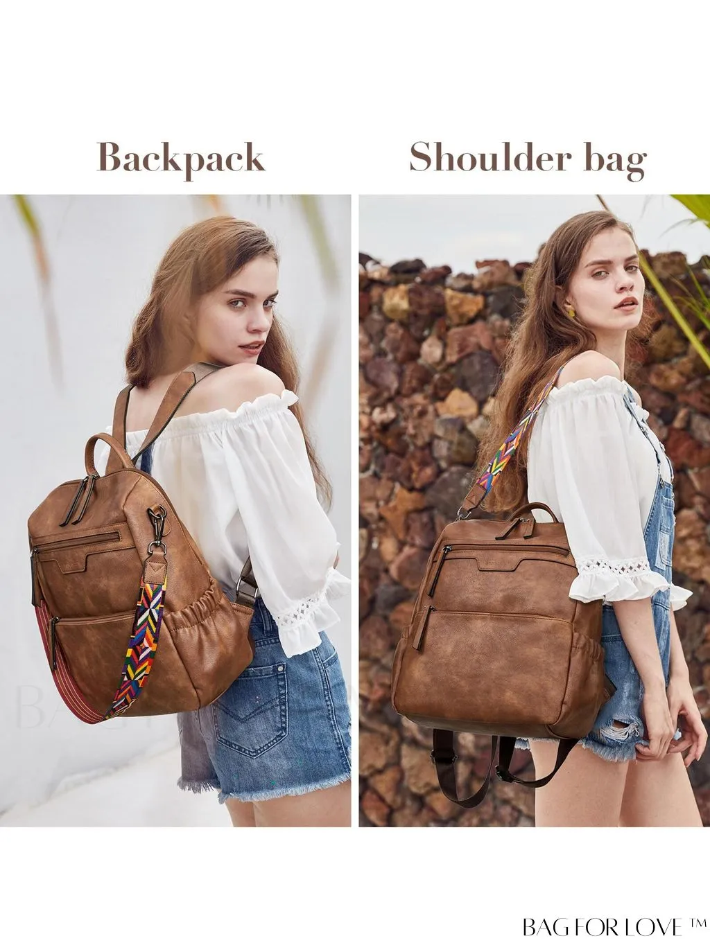 BagForLove - BOSTANTEN Fashion Designer Leather Backpack Purse - Versatile Travel Shoulder Bag for Women