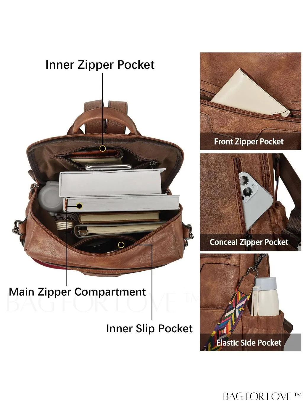 BagForLove - BOSTANTEN Fashion Designer Leather Backpack Purse - Versatile Travel Shoulder Bag for Women