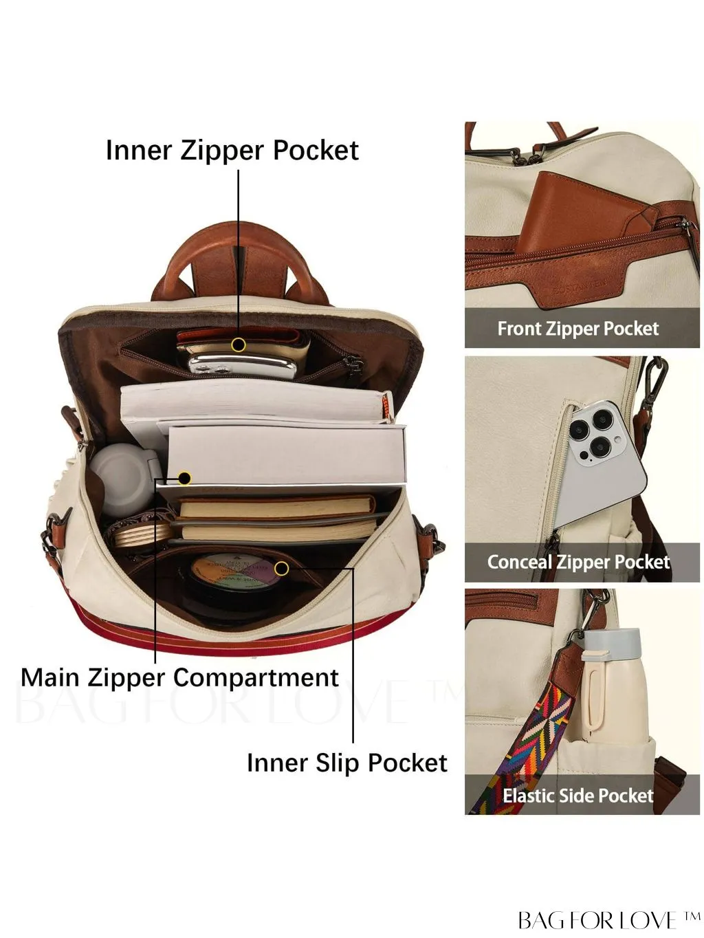 BagForLove - BOSTANTEN Fashion Designer Leather Backpack Purse - Versatile Travel Shoulder Bag for Women