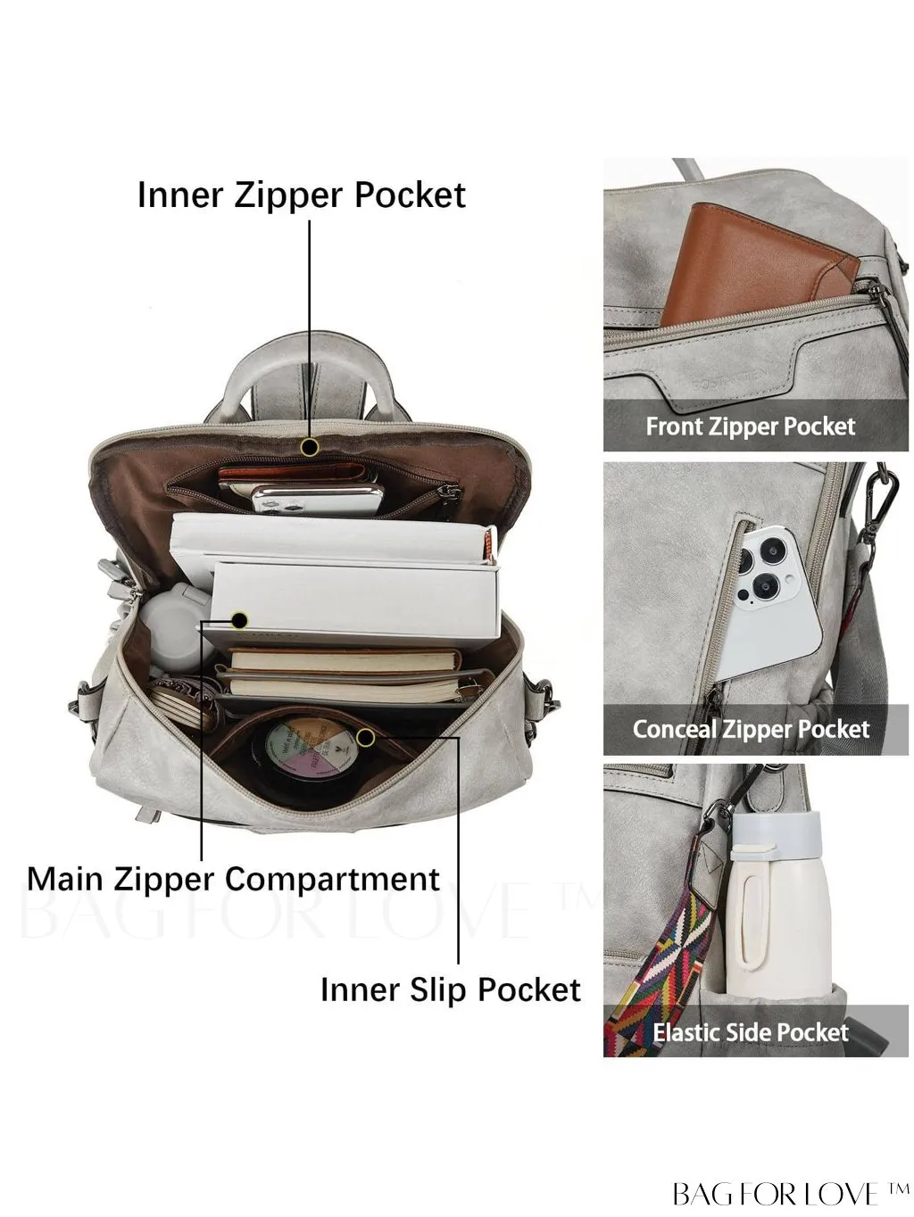 BagForLove - BOSTANTEN Fashion Designer Leather Backpack Purse - Versatile Travel Shoulder Bag for Women
