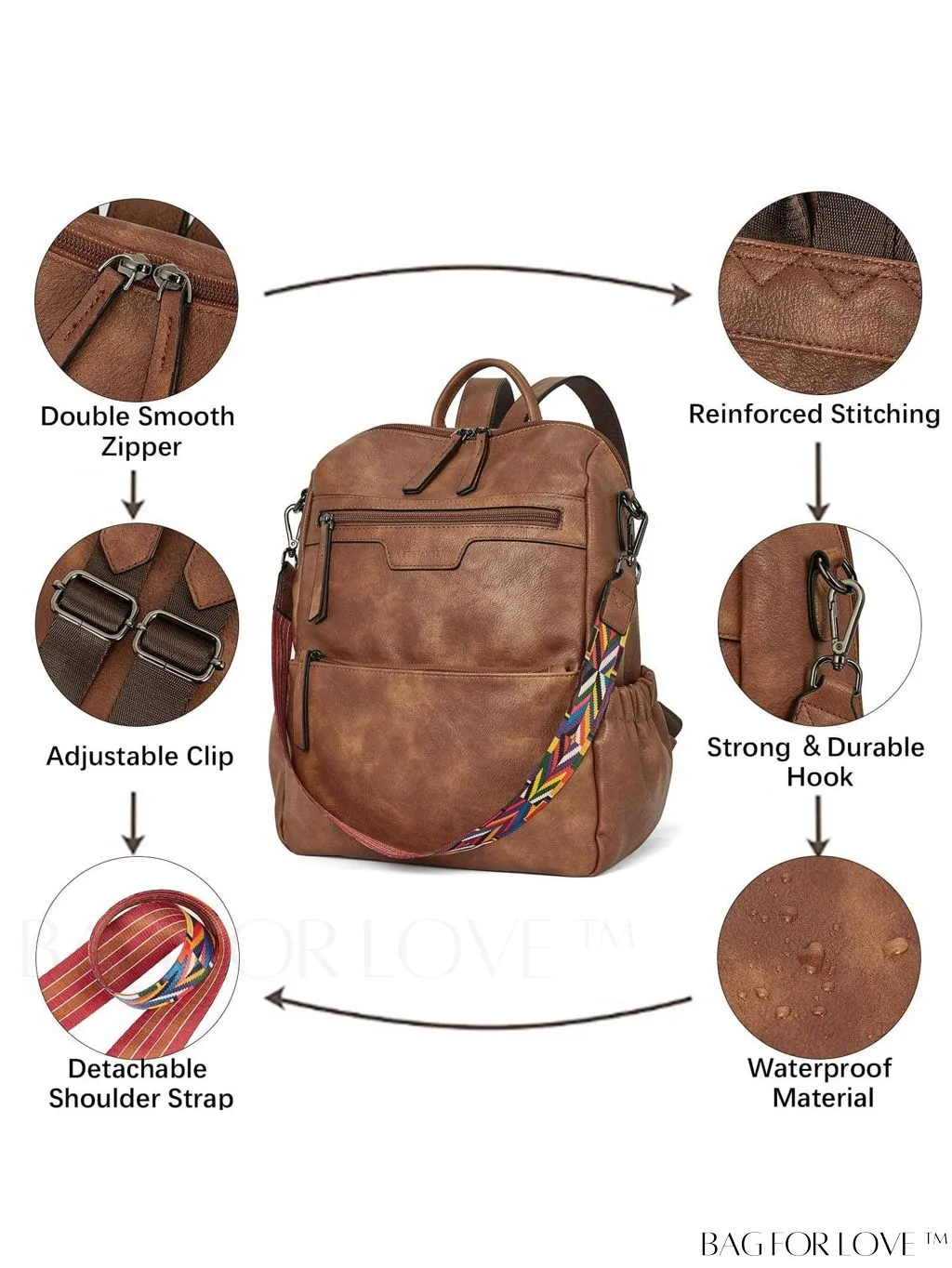 BagForLove - BOSTANTEN Fashion Designer Leather Backpack Purse - Versatile Travel Shoulder Bag for Women