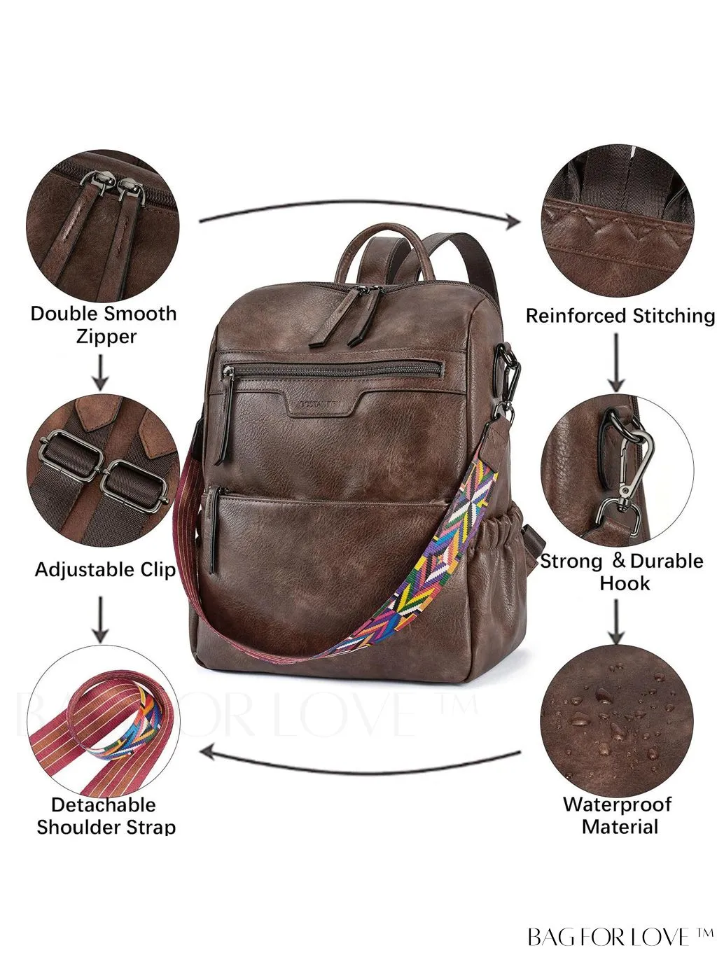 BagForLove - BOSTANTEN Fashion Designer Leather Backpack Purse - Versatile Travel Shoulder Bag for Women