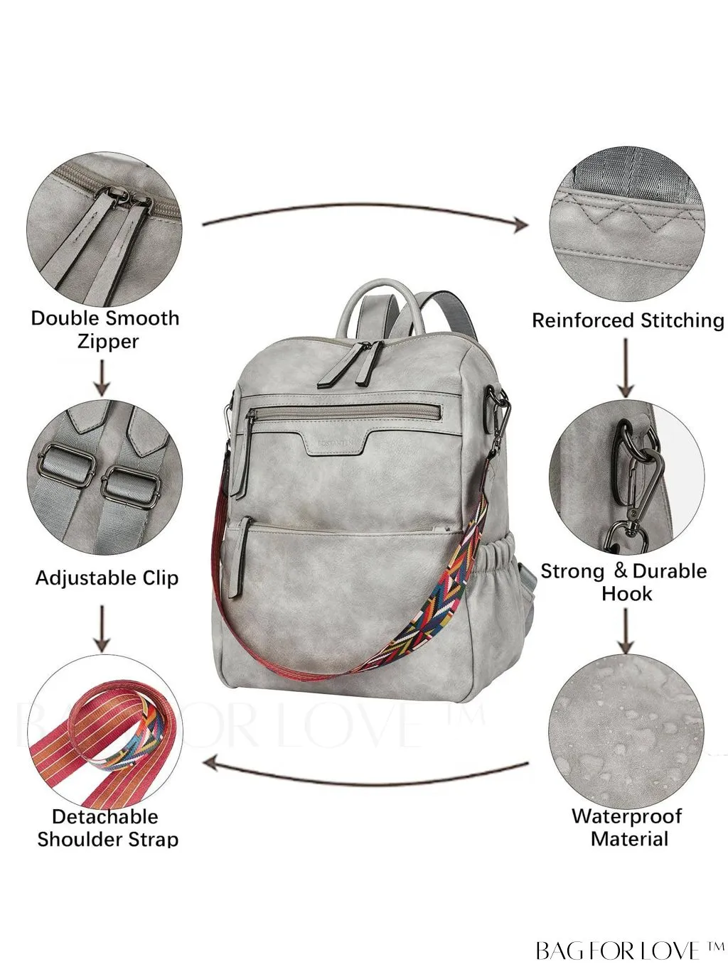 BagForLove - BOSTANTEN Fashion Designer Leather Backpack Purse - Versatile Travel Shoulder Bag for Women