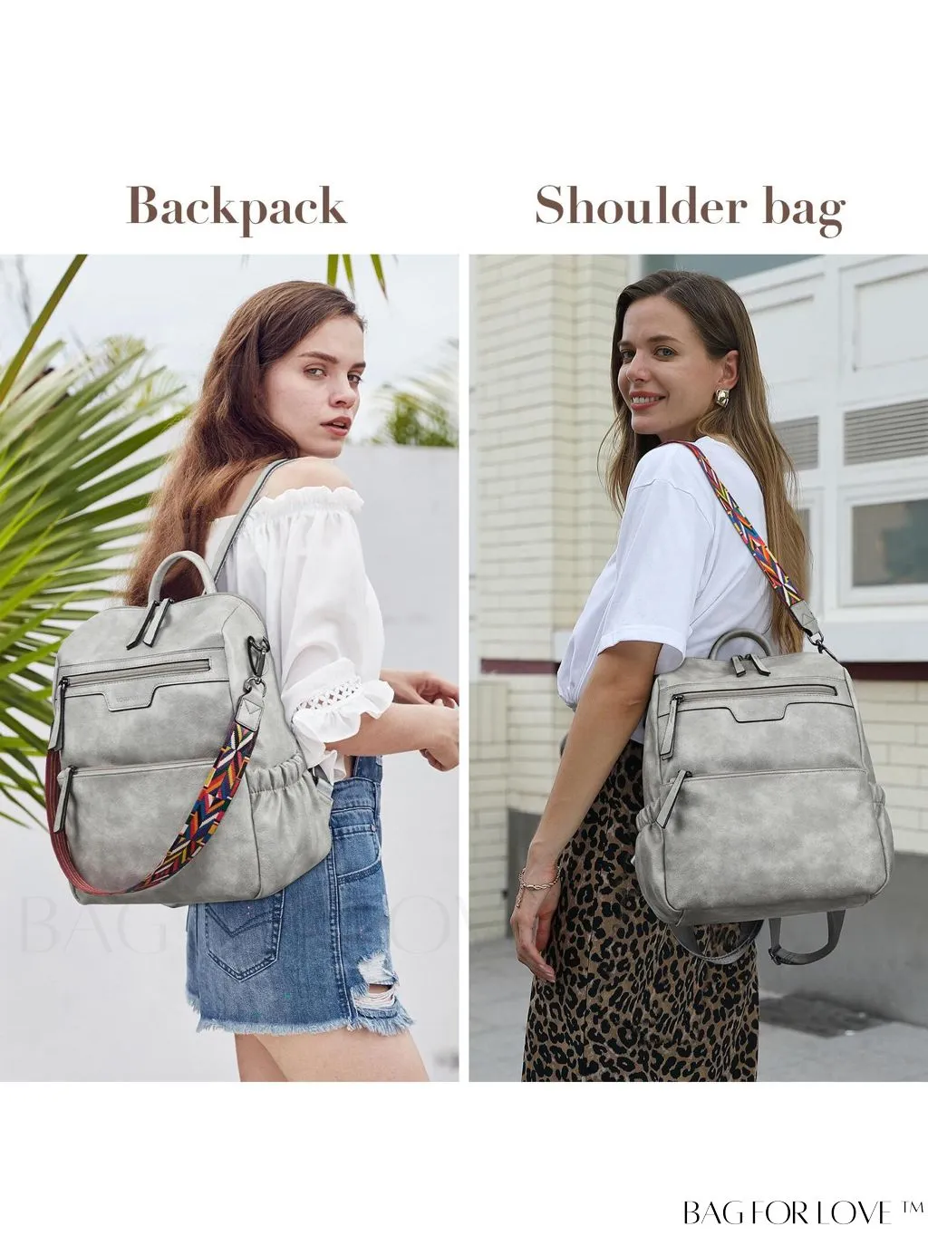 BagForLove - BOSTANTEN Fashion Designer Leather Backpack Purse - Versatile Travel Shoulder Bag for Women