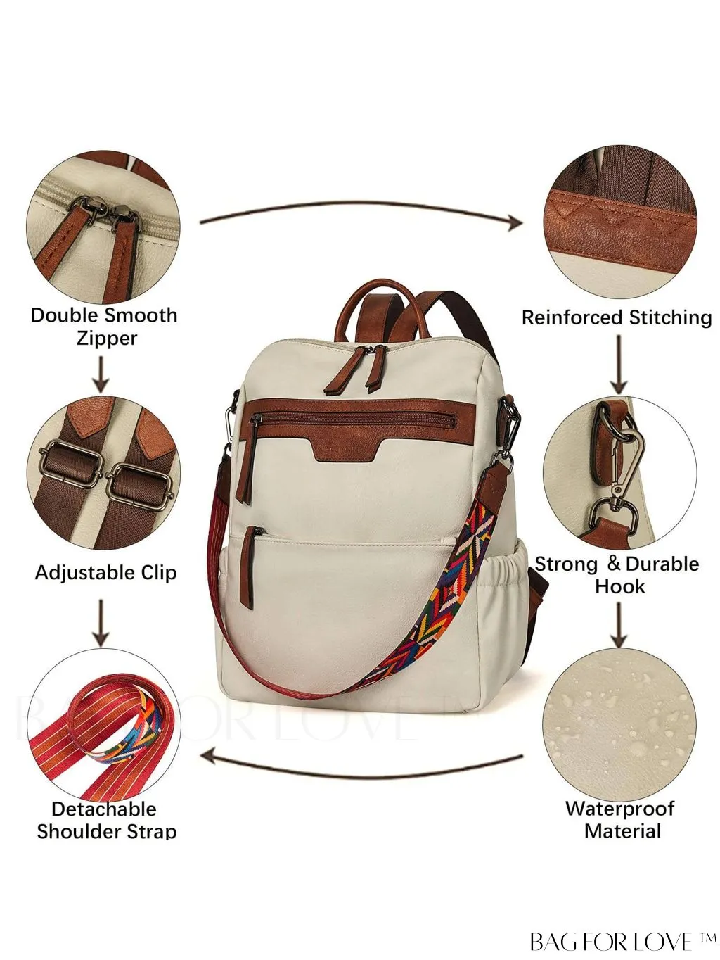 BagForLove - BOSTANTEN Fashion Designer Leather Backpack Purse - Versatile Travel Shoulder Bag for Women