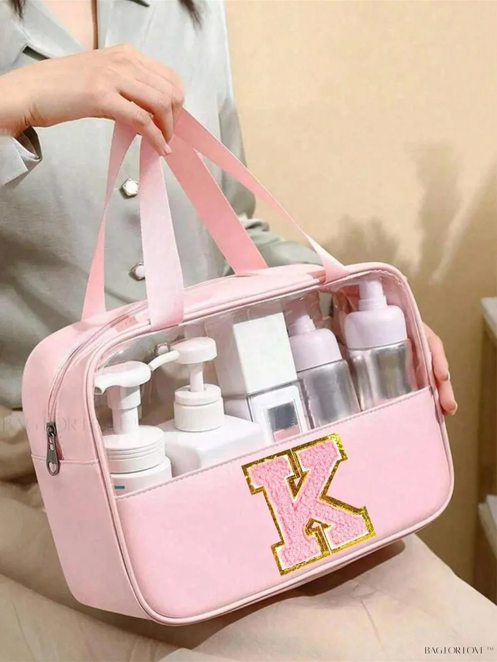 BagForLove - Elegant Woman's PU Leather Cosmetic Bag with Carrying Strap
