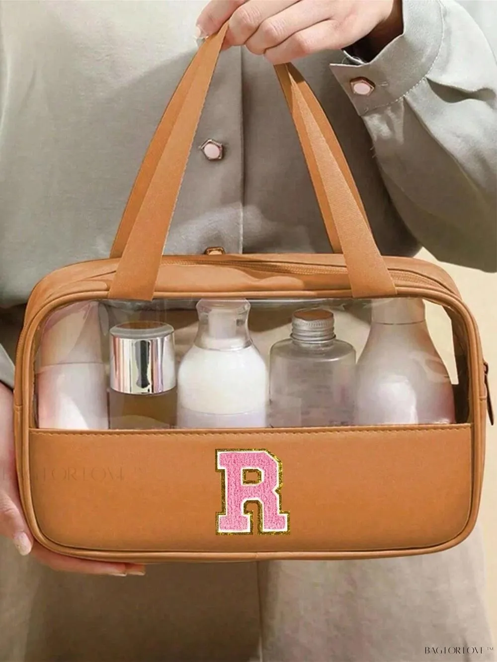 BagForLove - Elegant Woman's PU Leather Cosmetic Bag with Carrying Strap