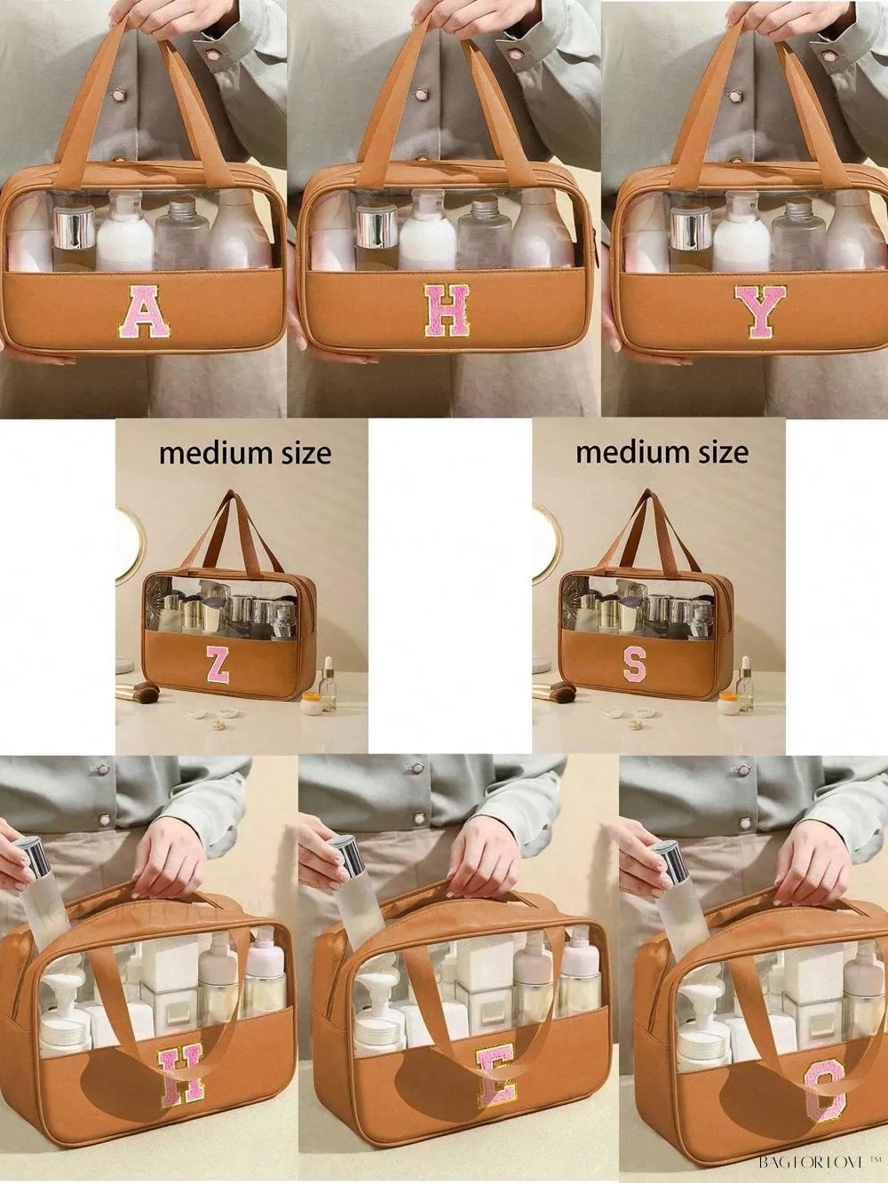 BagForLove - Elegant Woman's PU Leather Cosmetic Bag with Carrying Strap