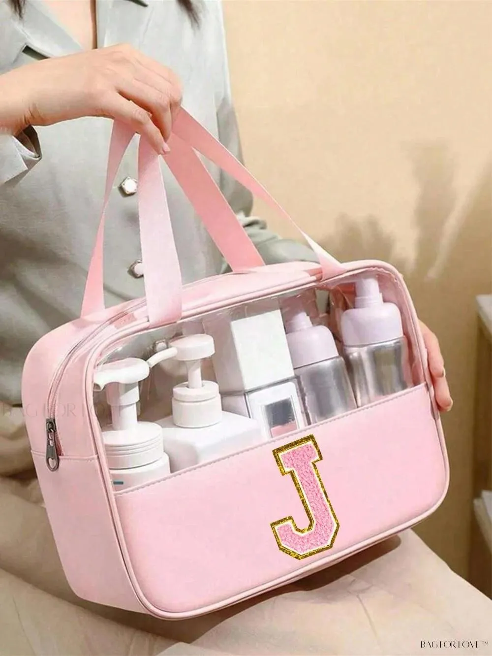 BagForLove - Elegant Woman's PU Leather Cosmetic Bag with Carrying Strap