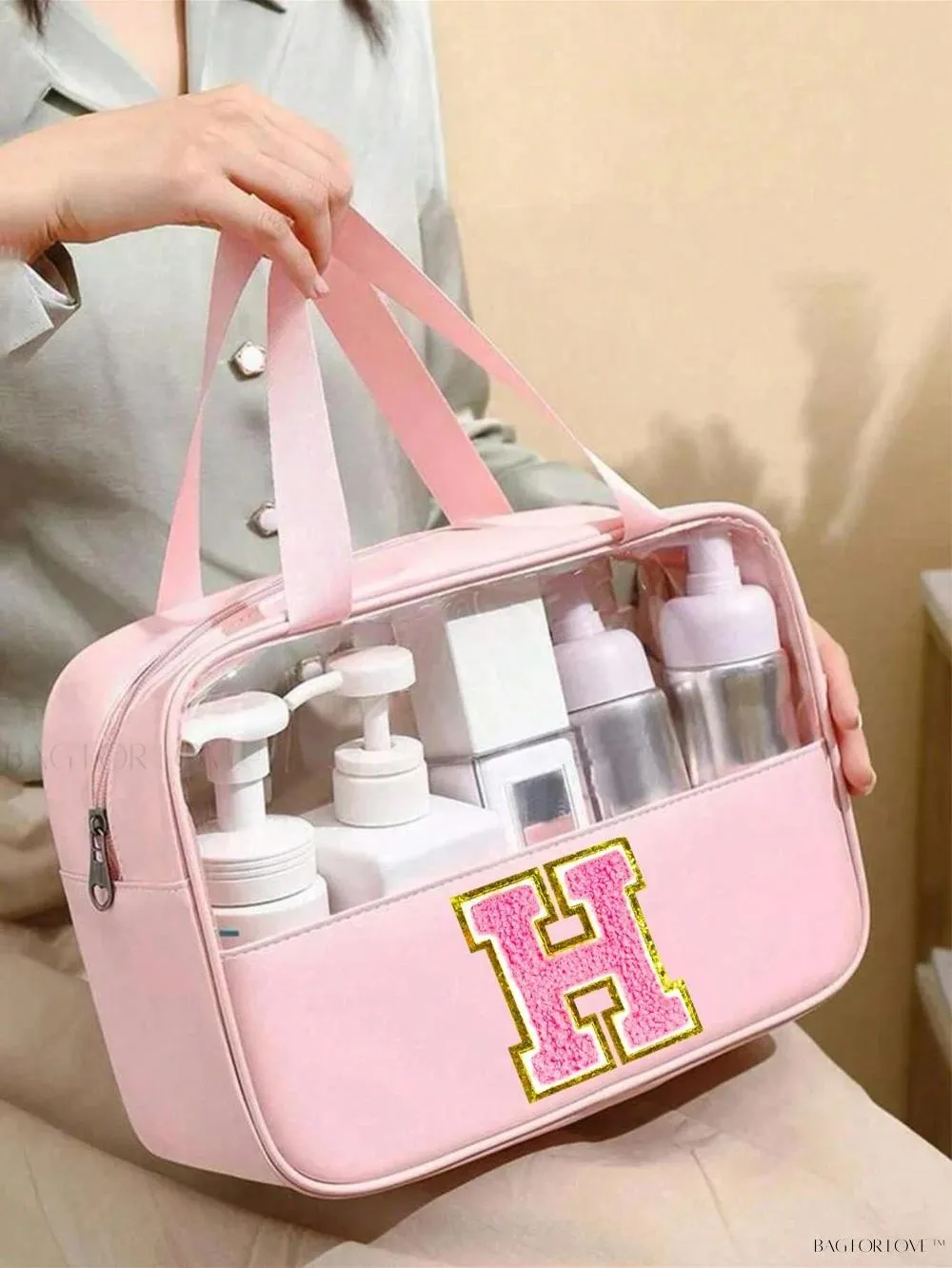 BagForLove - Elegant Woman's PU Leather Cosmetic Bag with Carrying Strap