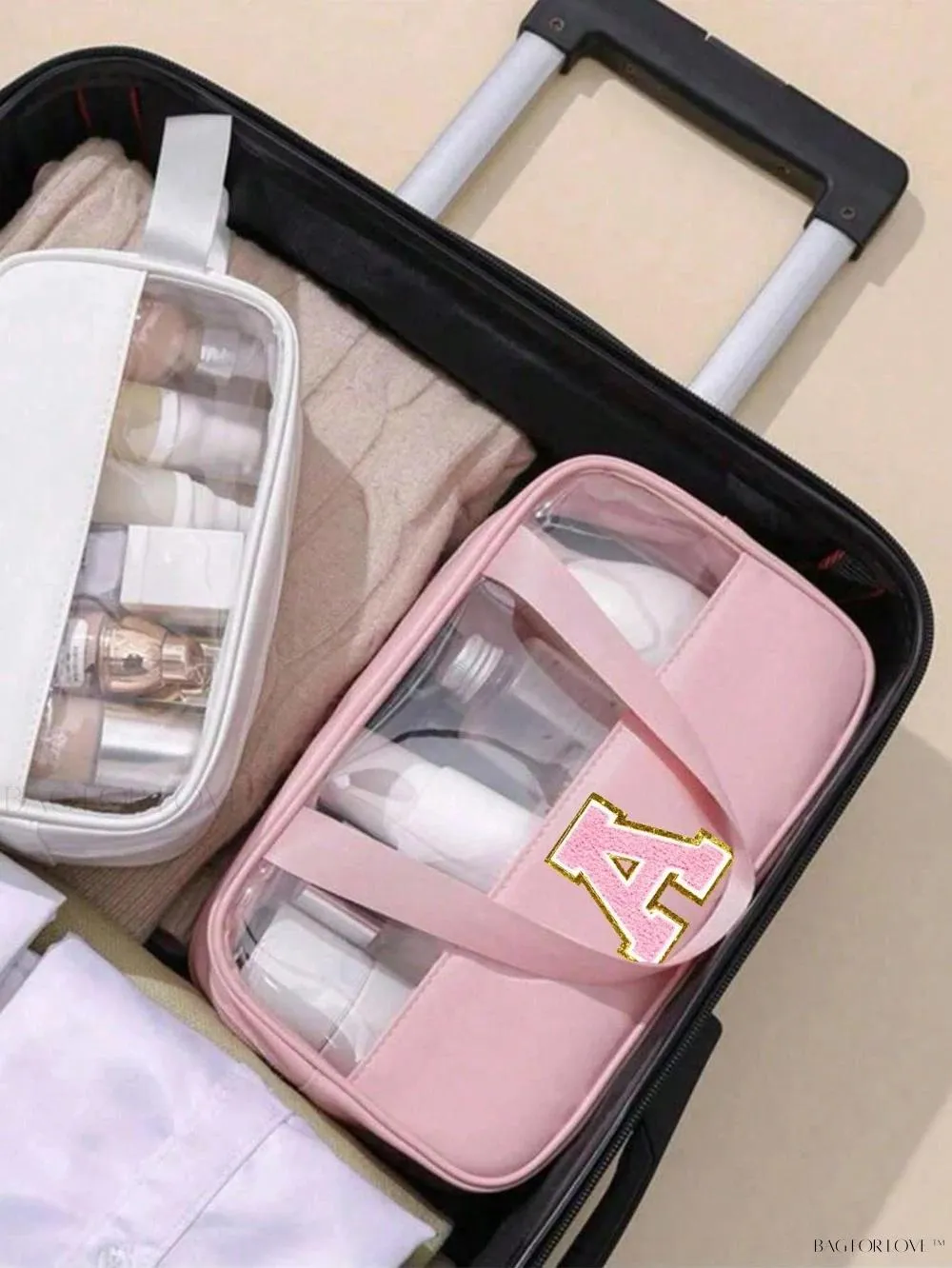 BagForLove - Elegant Woman's PU Leather Cosmetic Bag with Carrying Strap