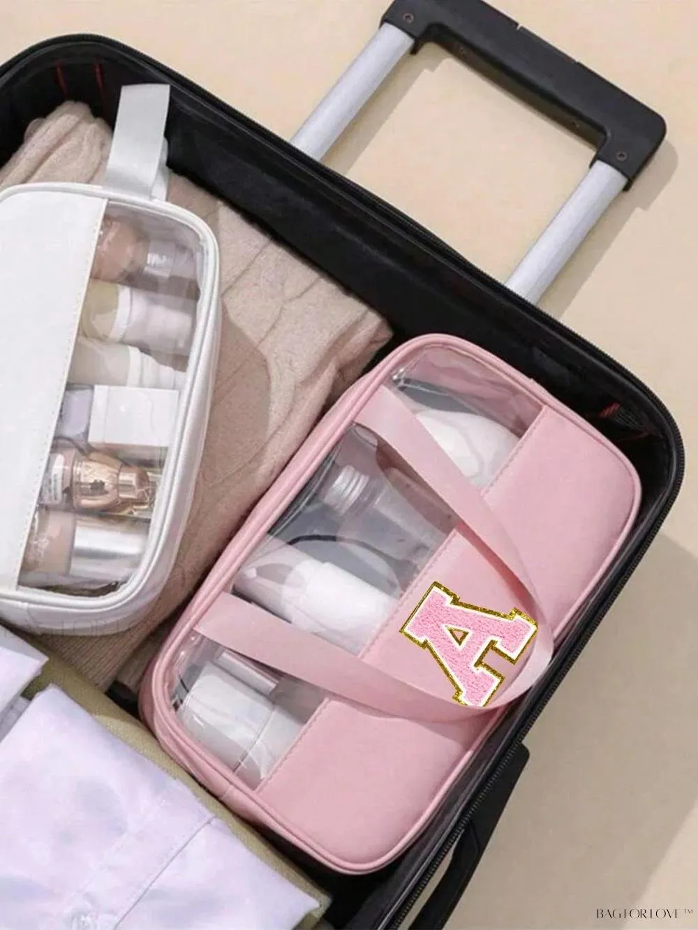 BagForLove - Elegant Woman's PU Leather Cosmetic Bag with Carrying Strap