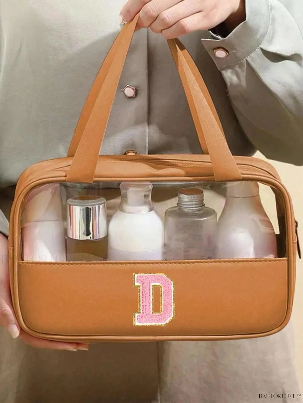 BagForLove - Elegant Woman's PU Leather Cosmetic Bag with Carrying Strap