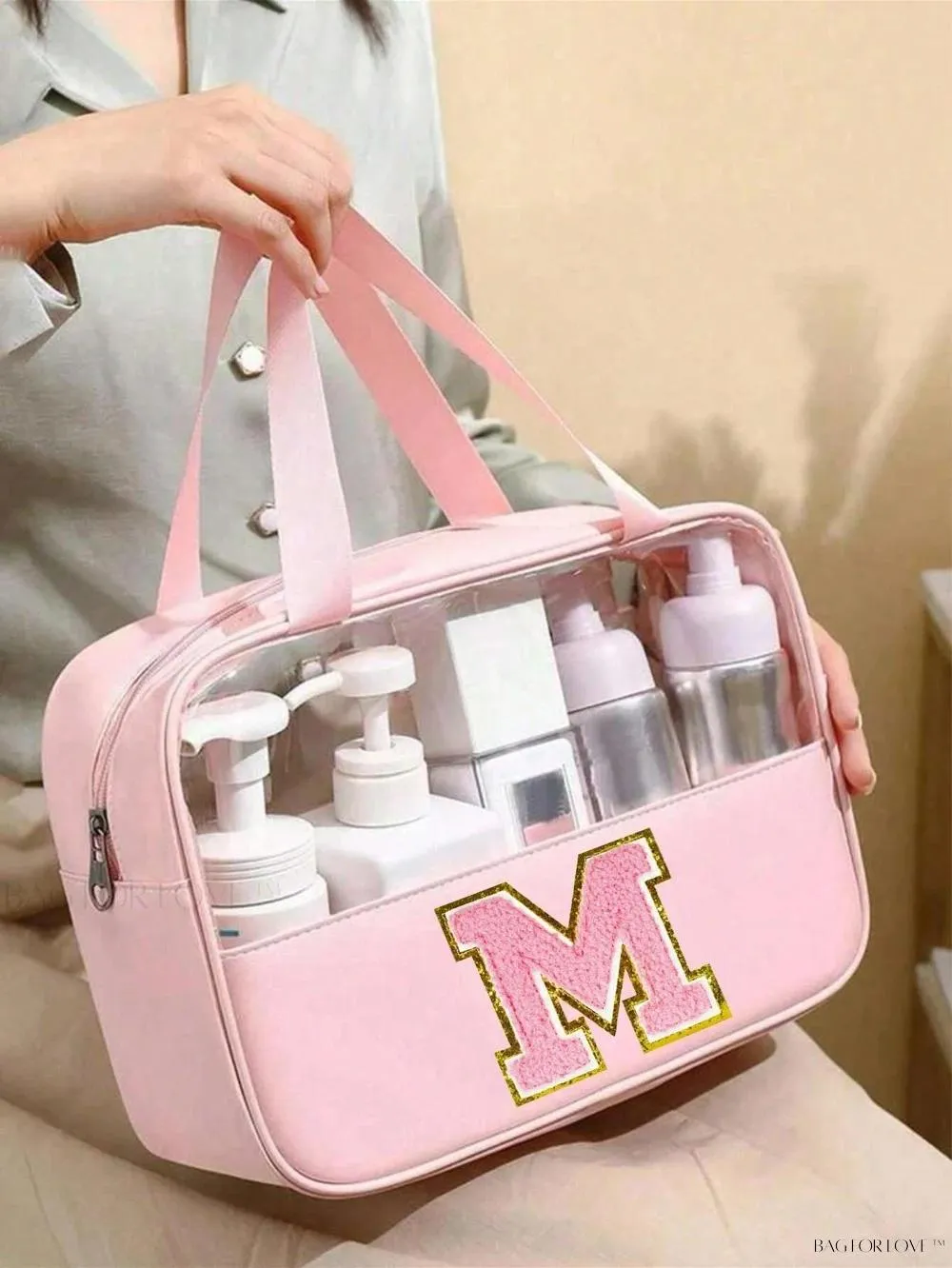 BagForLove - Elegant Woman's PU Leather Cosmetic Bag with Carrying Strap
