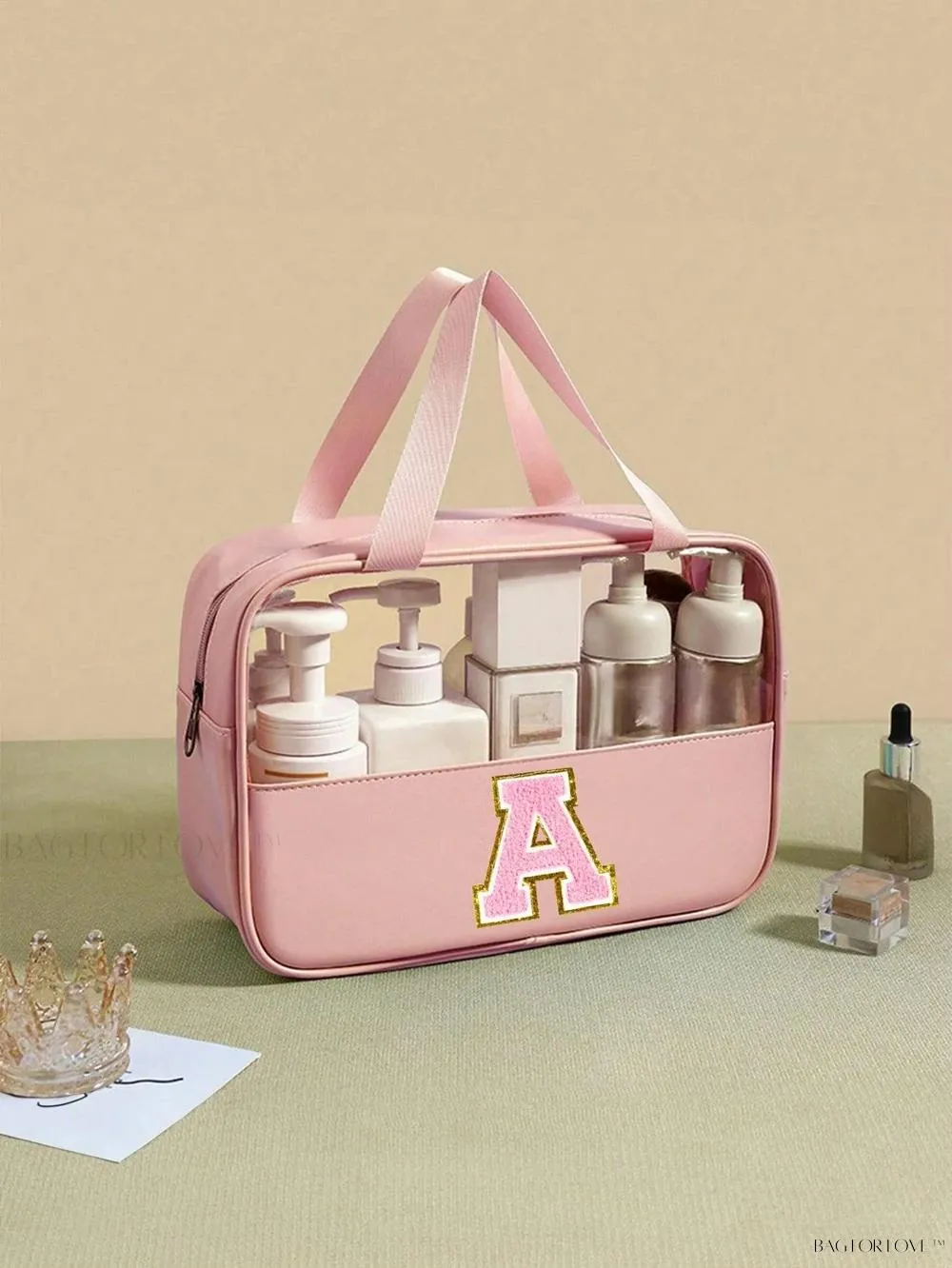 BagForLove - Elegant Woman's PU Leather Cosmetic Bag with Carrying Strap