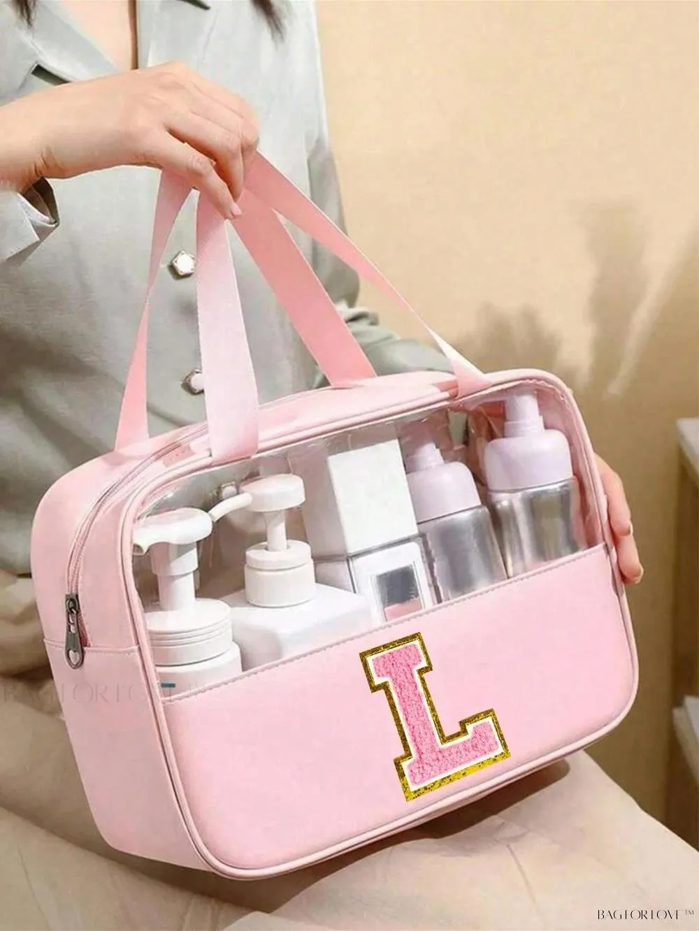 BagForLove - Elegant Woman's PU Leather Cosmetic Bag with Carrying Strap