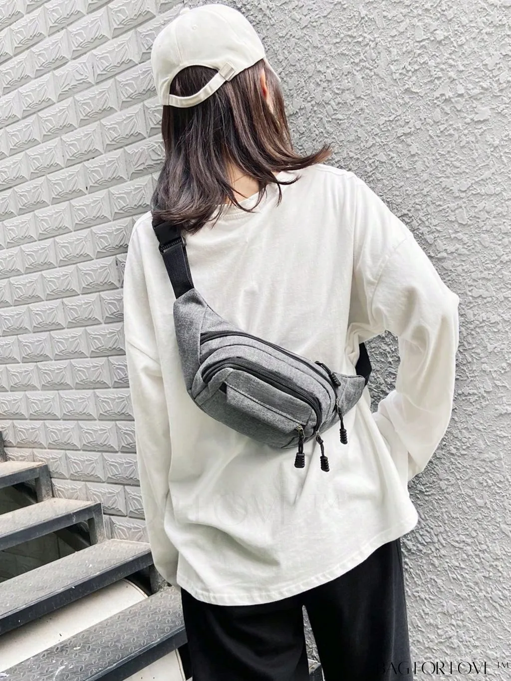 BagForLove - Gray Unisex Medium Zipper Fanny Pack with Minimalist Design