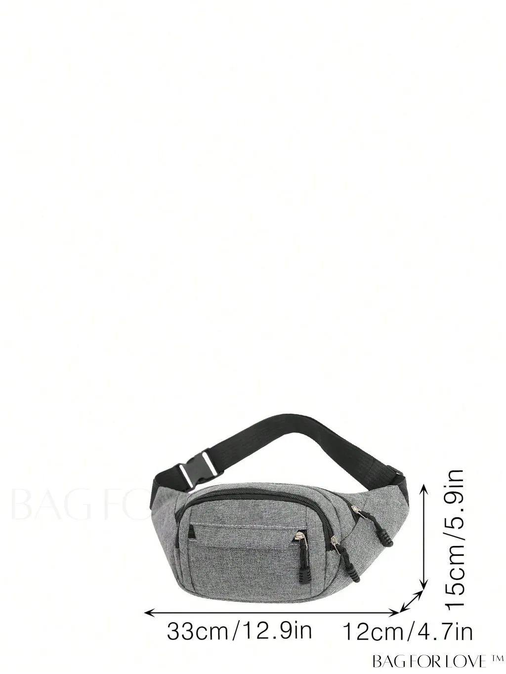 BagForLove - Gray Unisex Medium Zipper Fanny Pack with Minimalist Design