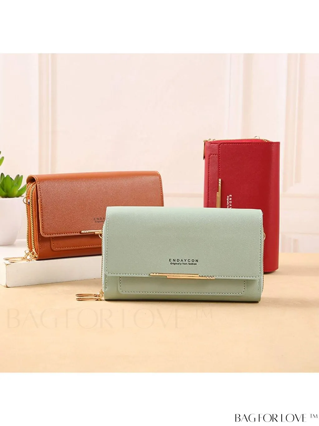 BagForLove - Stylish Crossbody Wallet: Womens Small Mobile Phone Bag with Card Holder, Fashionable Red Messenger Handbag