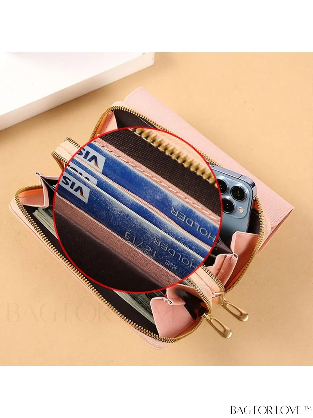 BagForLove - Stylish Crossbody Wallet: Womens Small Mobile Phone Bag with Card Holder, Fashionable Red Messenger Handbag