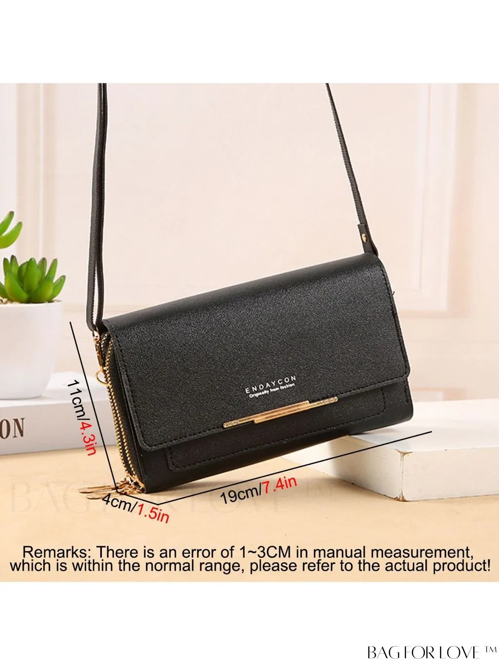 BagForLove - Stylish Crossbody Wallet: Womens Small Mobile Phone Bag with Card Holder, Fashionable Red Messenger Handbag
