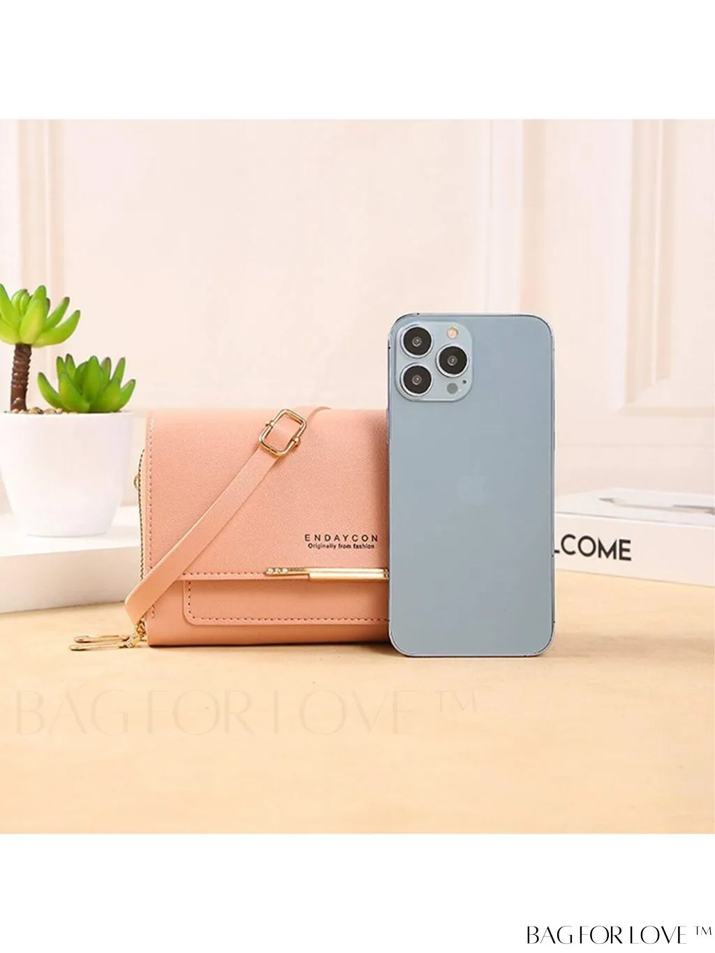 BagForLove - Stylish Crossbody Wallet: Womens Small Mobile Phone Bag with Card Holder, Fashionable Red Messenger Handbag