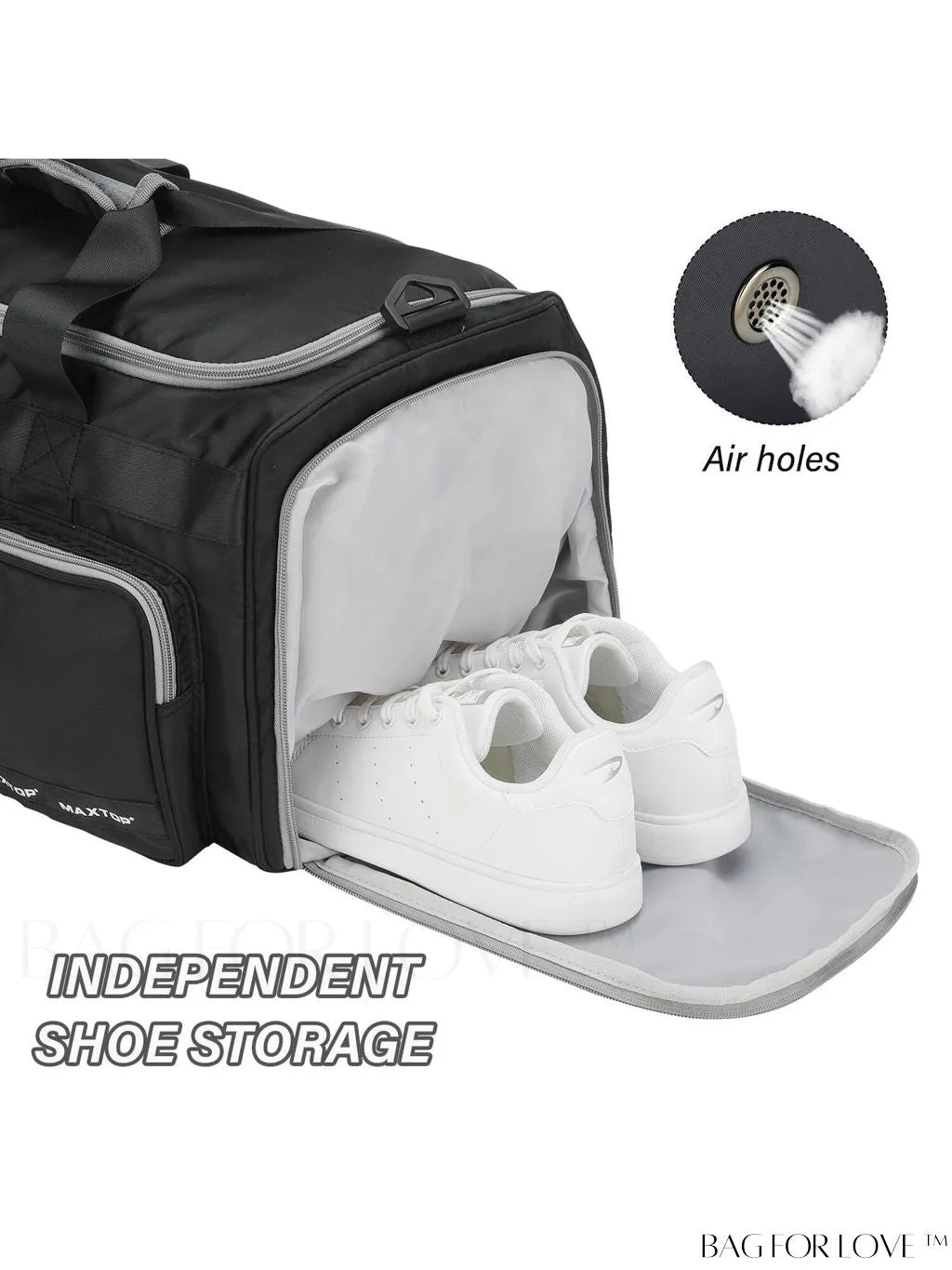 BagForLove - Stylish Maxtop Womens Travel Duffle Bag - Spacious Weekender Tote with Shoe Compartment and Wet/Dry Separation