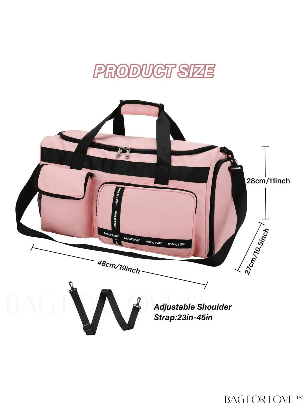 BagForLove - Stylish Maxtop Womens Travel Duffle Bag - Spacious Weekender Tote with Shoe Compartment and Wet/Dry Separation