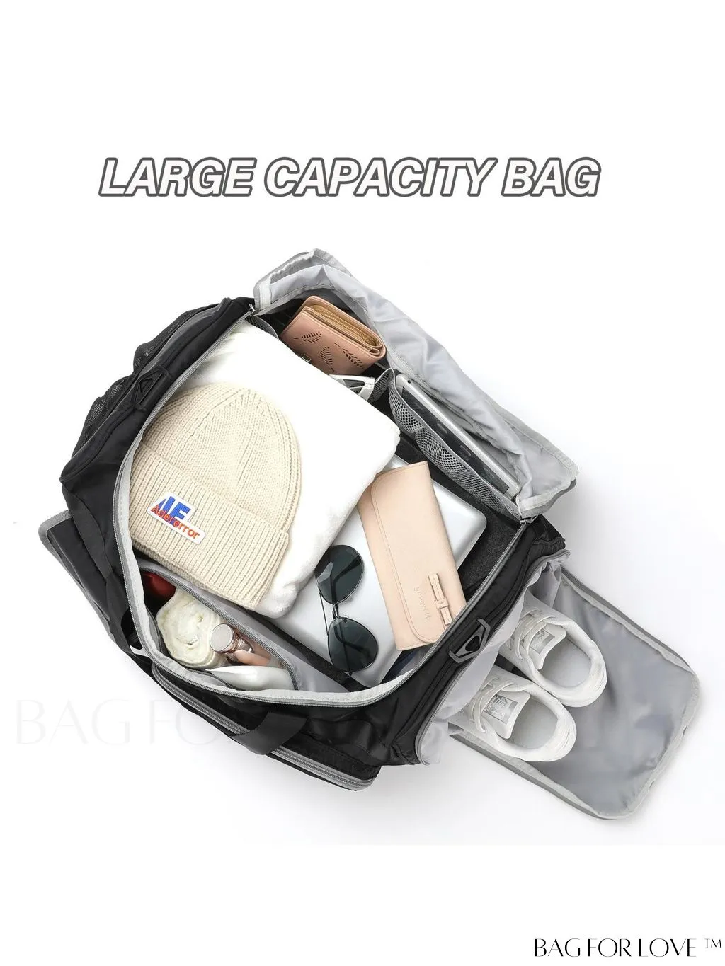 BagForLove - Stylish Maxtop Womens Travel Duffle Bag - Spacious Weekender Tote with Shoe Compartment and Wet/Dry Separation