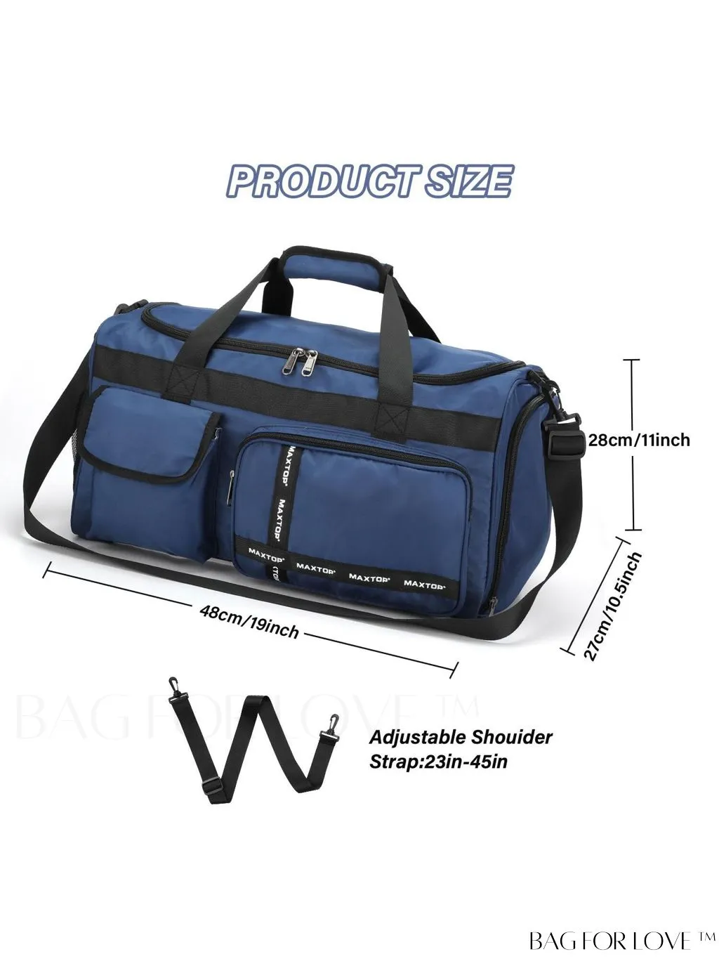 BagForLove - Stylish Maxtop Womens Travel Duffle Bag - Spacious Weekender Tote with Shoe Compartment and Wet/Dry Separation