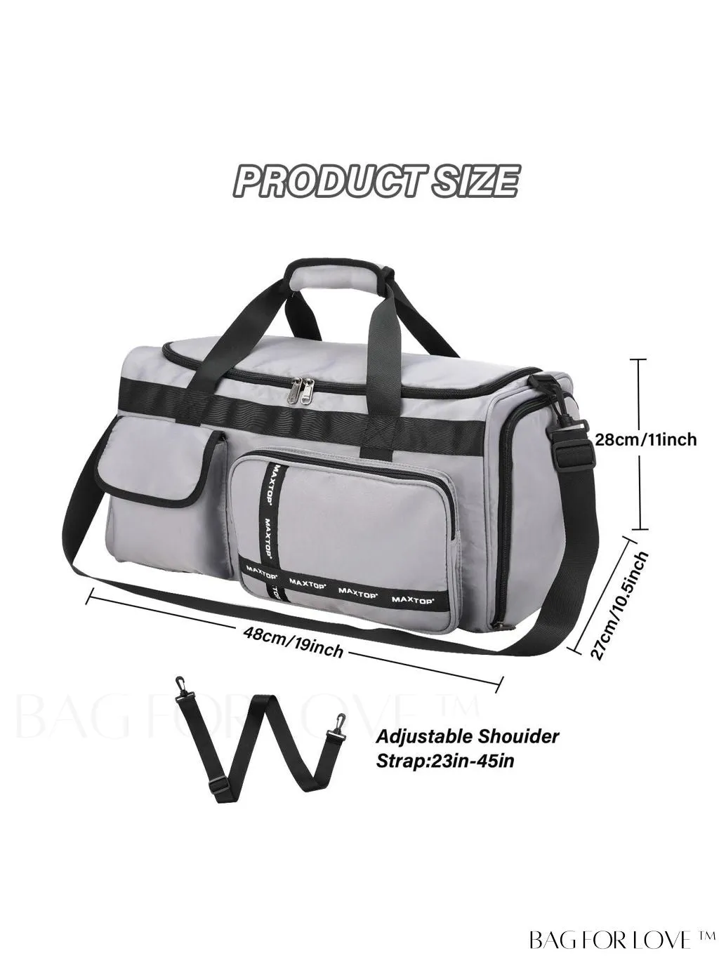 BagForLove - Stylish Maxtop Womens Travel Duffle Bag - Spacious Weekender Tote with Shoe Compartment and Wet/Dry Separation