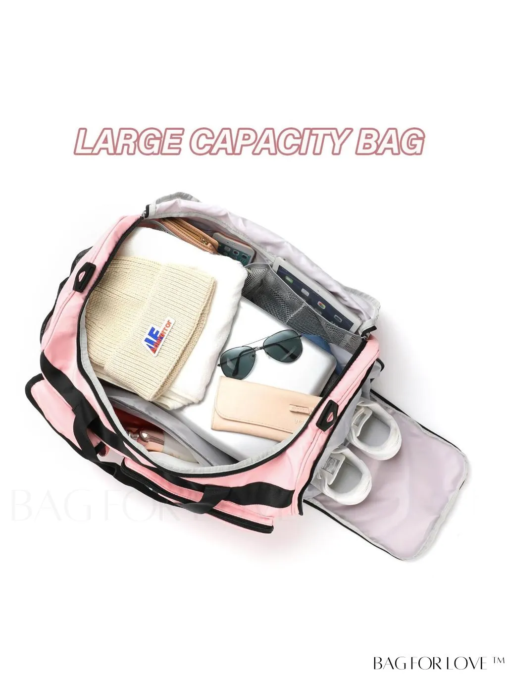 BagForLove - Stylish Maxtop Womens Travel Duffle Bag - Spacious Weekender Tote with Shoe Compartment and Wet/Dry Separation
