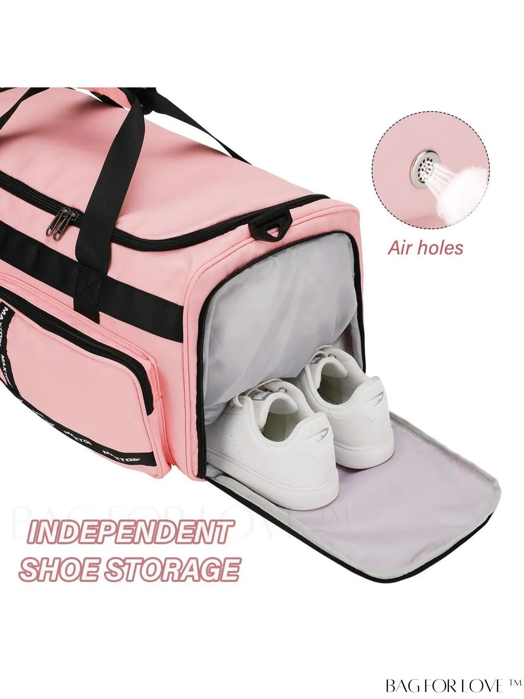 BagForLove - Stylish Maxtop Womens Travel Duffle Bag - Spacious Weekender Tote with Shoe Compartment and Wet/Dry Separation