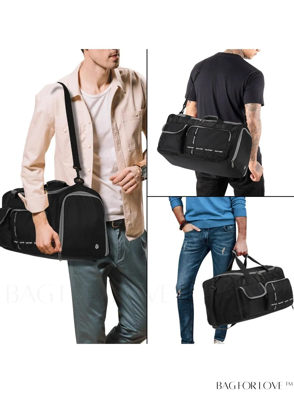 BagForLove - Stylish Maxtop Womens Travel Duffle Bag - Spacious Weekender Tote with Shoe Compartment and Wet/Dry Separation