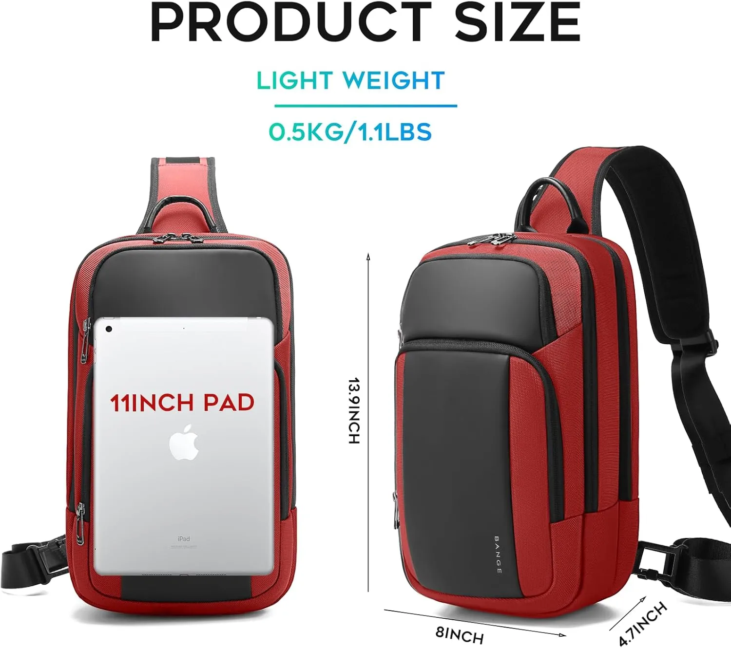BANGE Sling Bag, Large Men's Cross Body bags, Men's Shoulder Bags for Work, Walking, Travel, Hiking…