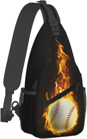 Baseball Fire Chest Bags Crossbody Sling Bag Shoulder Bag Travel Hiking Daypack For Men Women