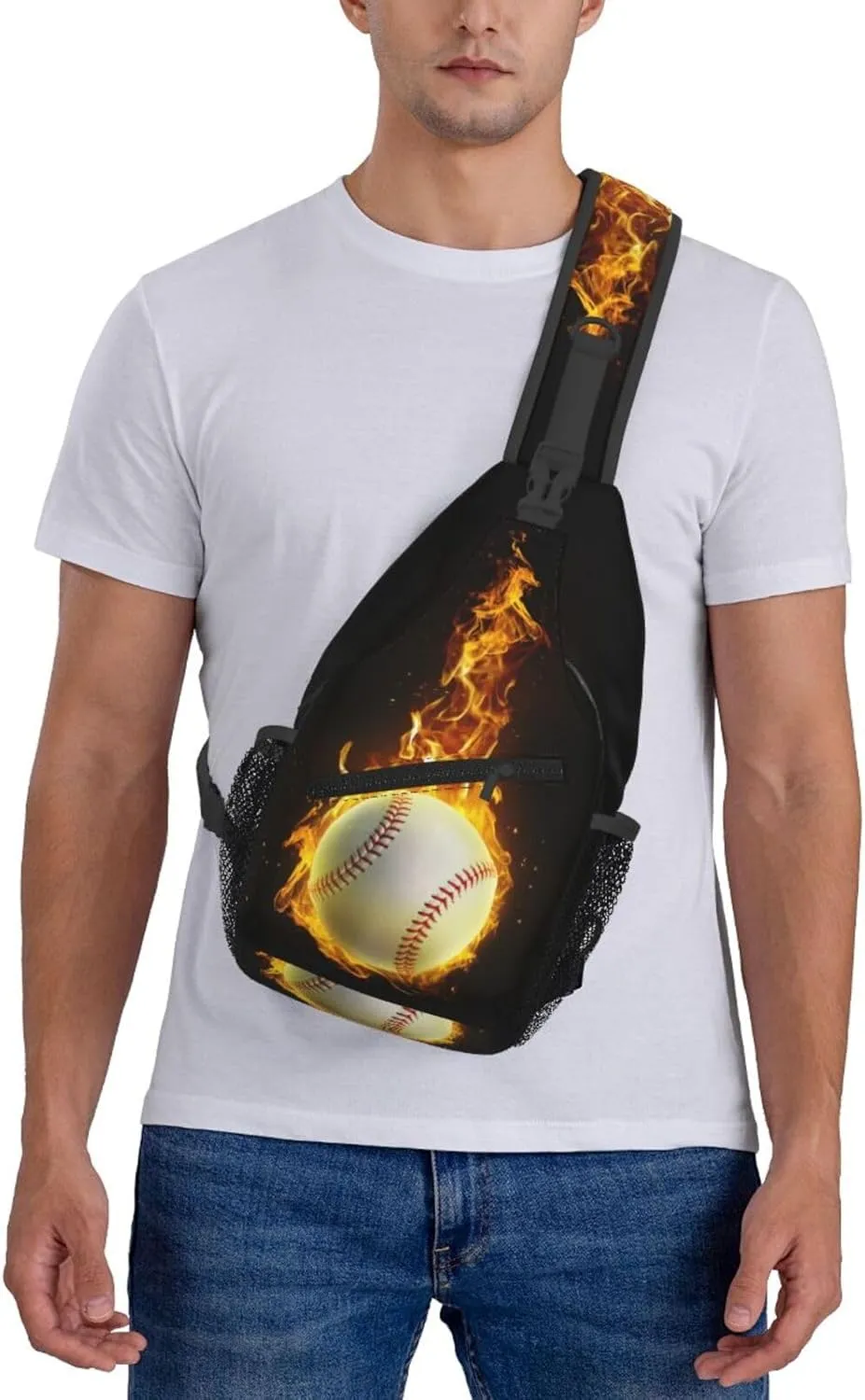Baseball Fire Chest Bags Crossbody Sling Bag Shoulder Bag Travel Hiking Daypack For Men Women