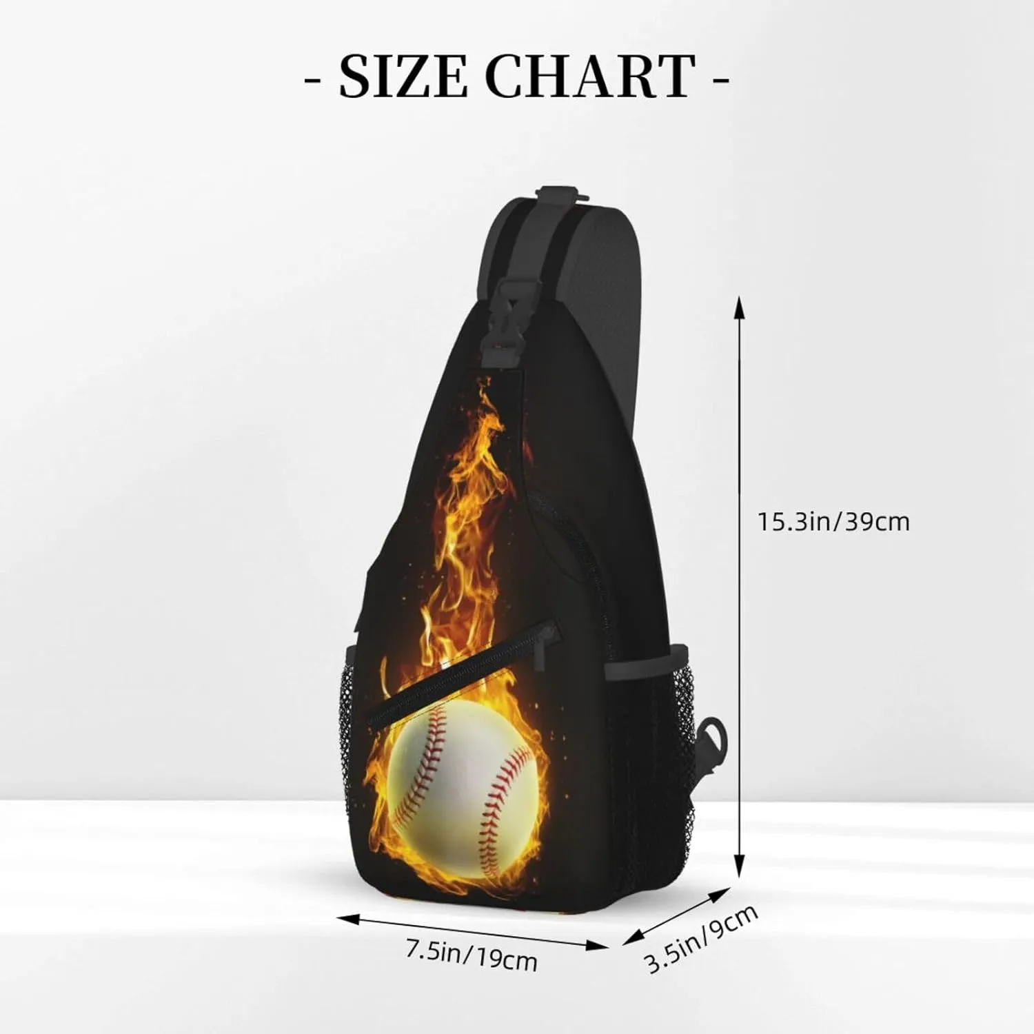 Baseball Fire Chest Bags Crossbody Sling Bag Shoulder Bag Travel Hiking Daypack For Men Women