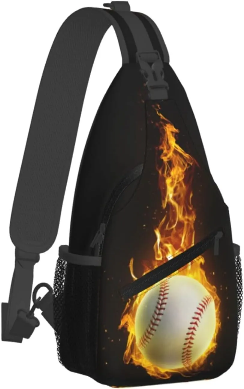 Baseball Fire Chest Bags Crossbody Sling Bag Shoulder Bag Travel Hiking Daypack For Men Women